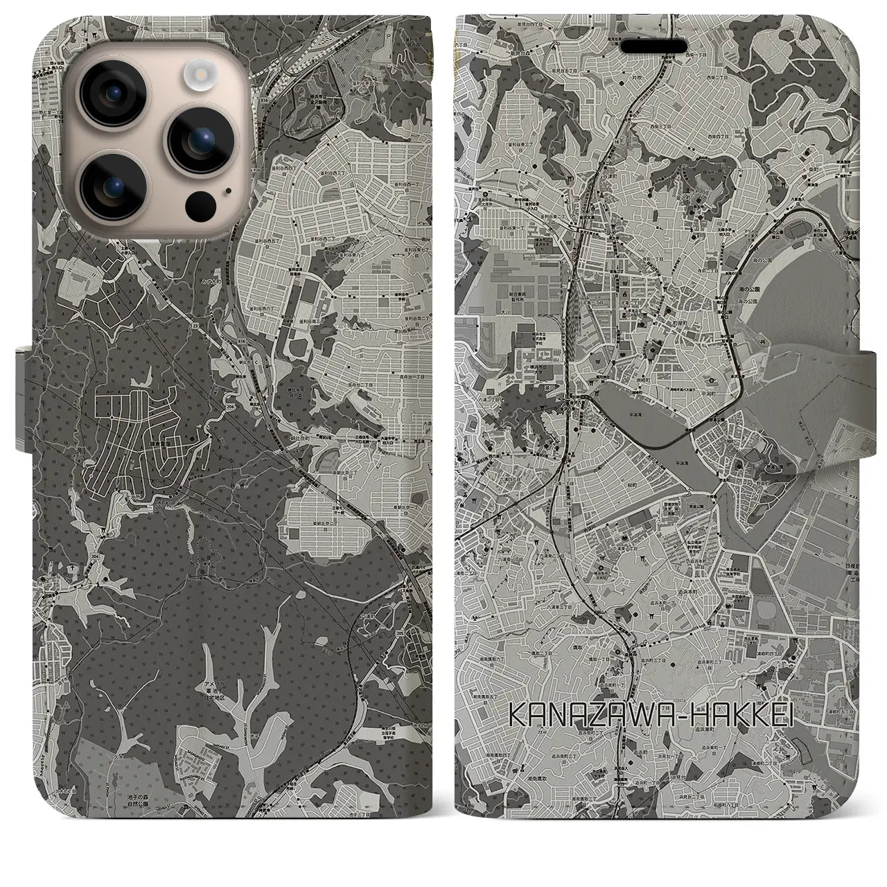 【金沢八景(神奈川県)】地図柄iPhoneケース(手帳タイプ)