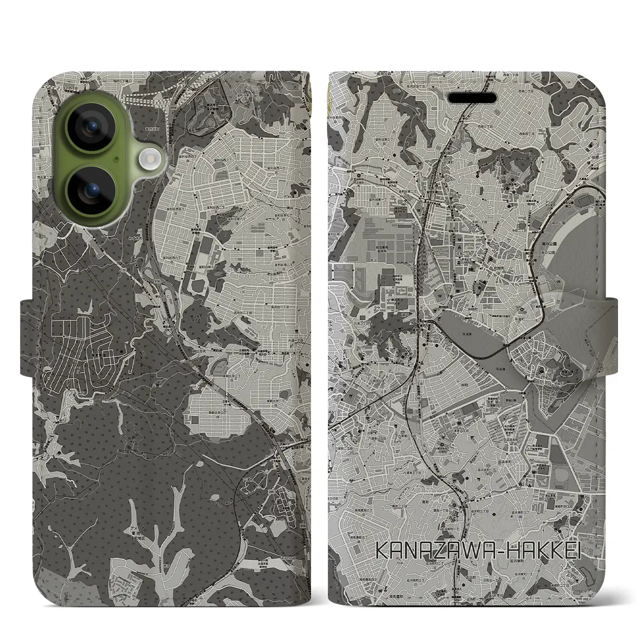 【金沢八景(神奈川県)】地図柄iPhoneケース(手帳タイプ)