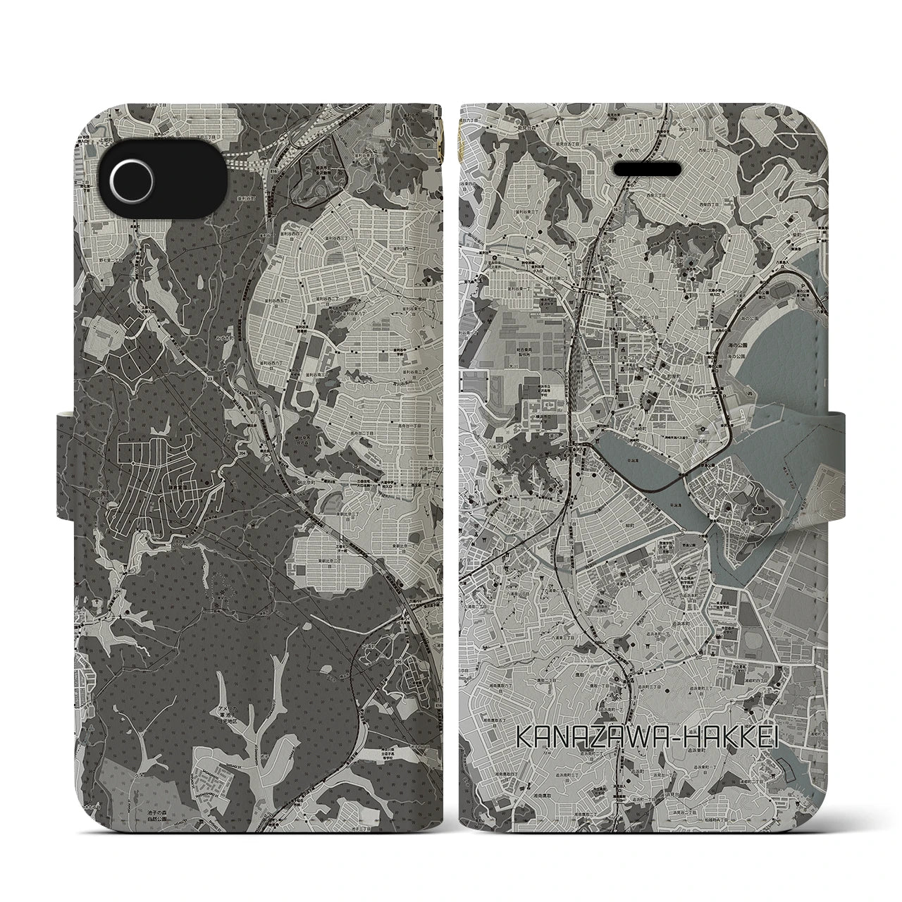 【金沢八景(神奈川県)】地図柄iPhoneケース(手帳タイプ)
