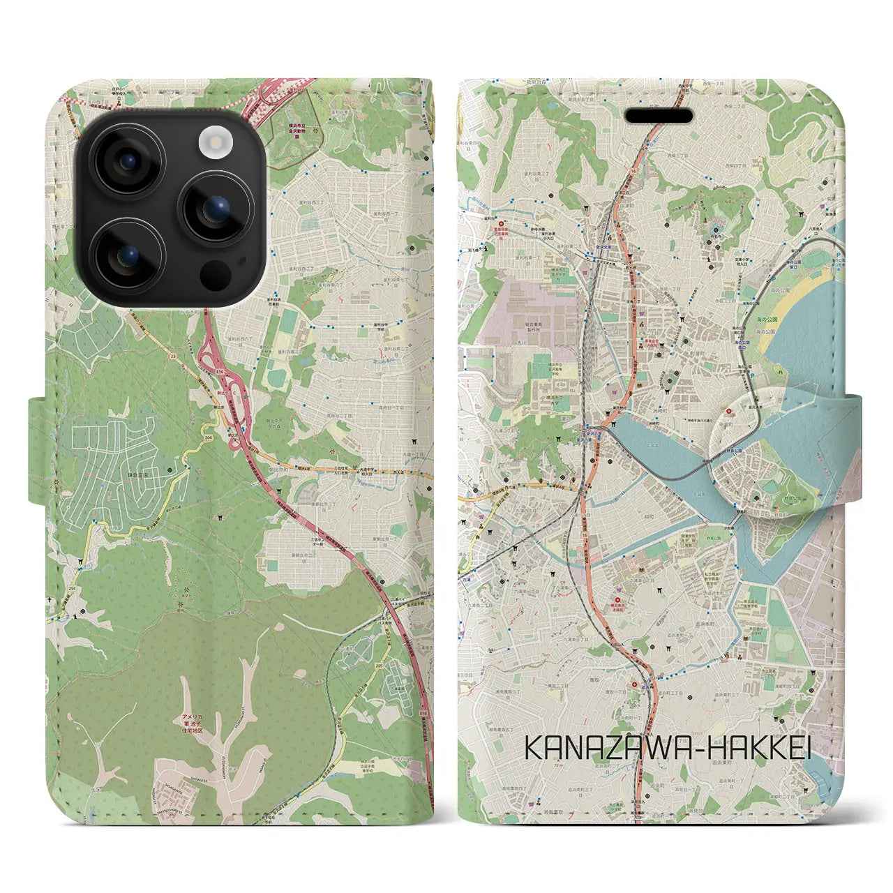 【金沢八景(神奈川県)】地図柄iPhoneケース(手帳タイプ)