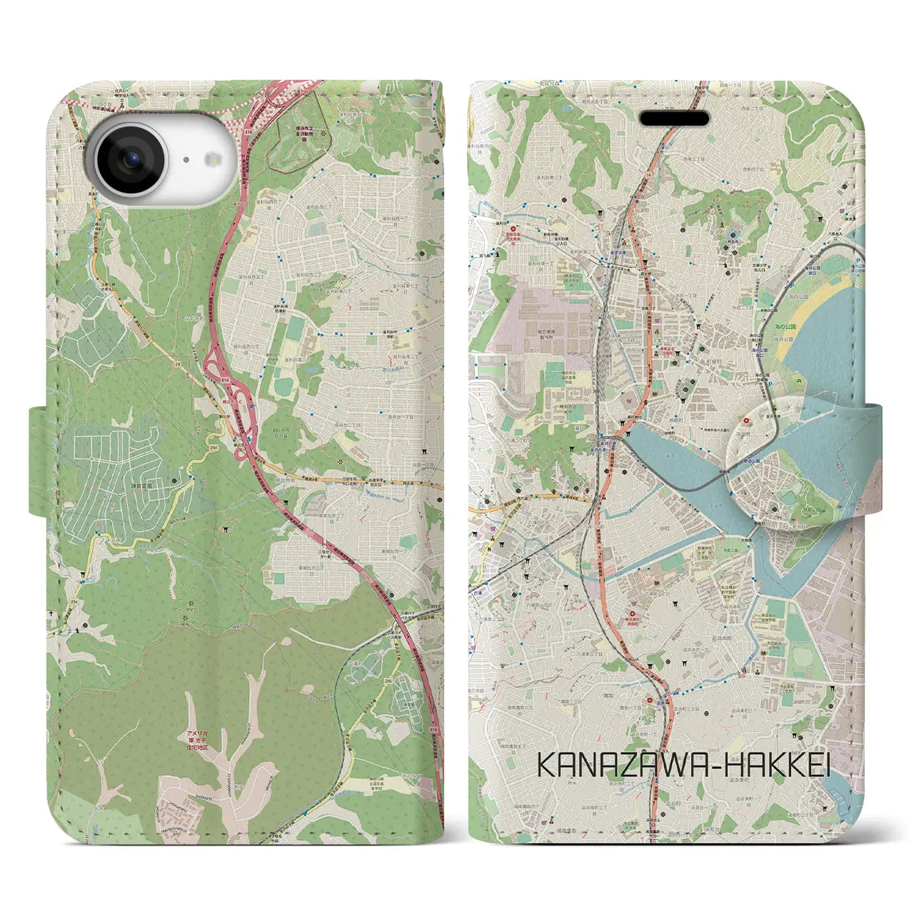 【金沢八景(神奈川県)】地図柄iPhoneケース(手帳タイプ)