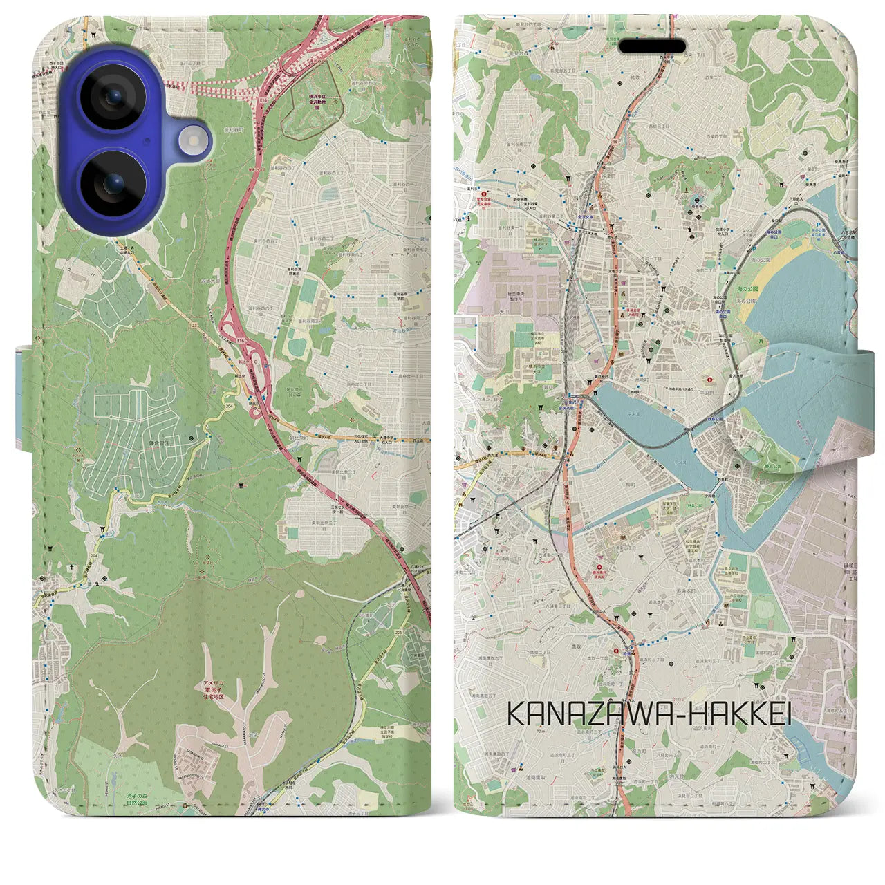 【金沢八景(神奈川県)】地図柄iPhoneケース(手帳タイプ)