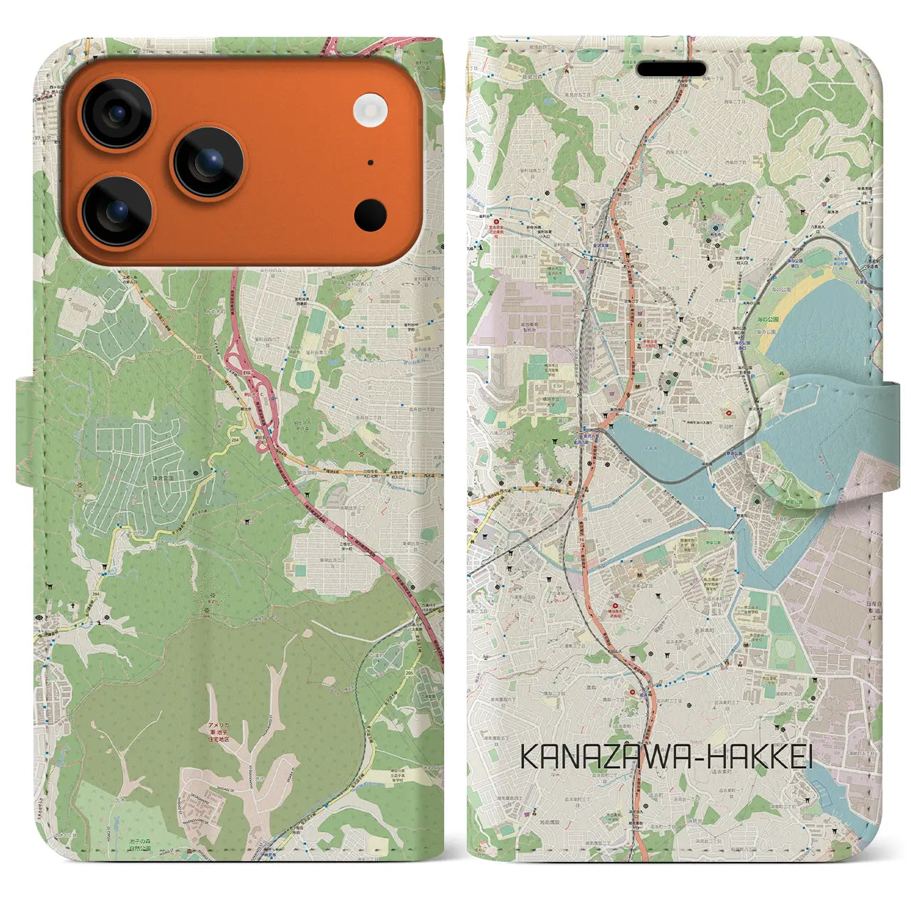 【金沢八景(神奈川県)】地図柄iPhoneケース(手帳タイプ)