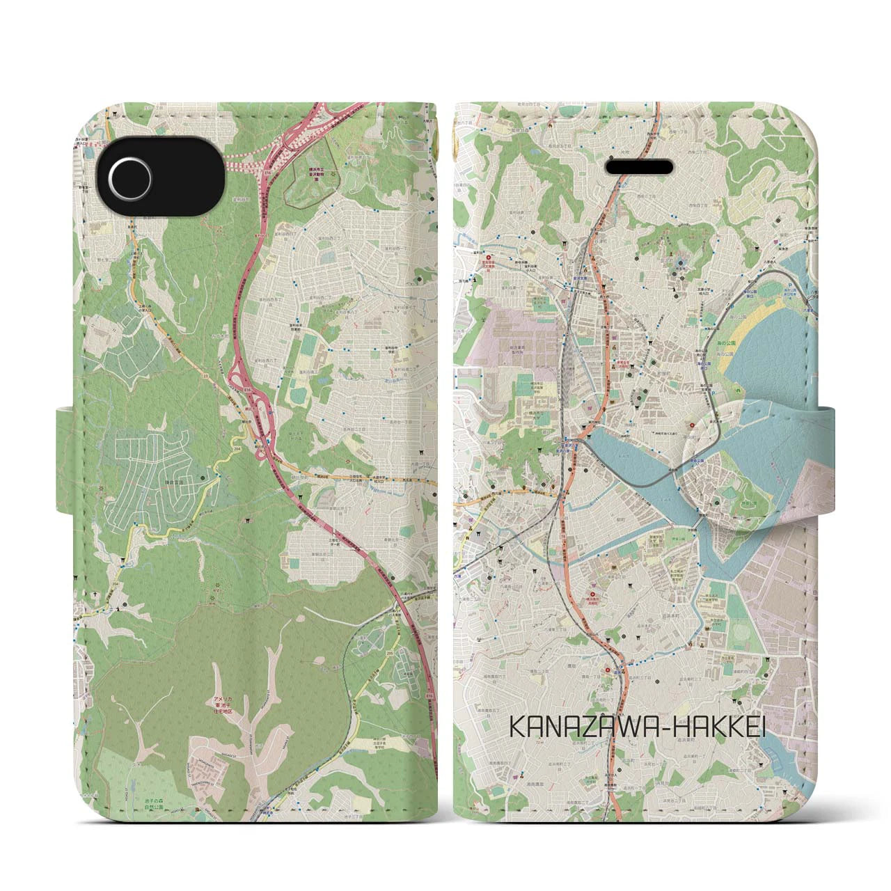 【金沢八景(神奈川県)】地図柄iPhoneケース(手帳タイプ)