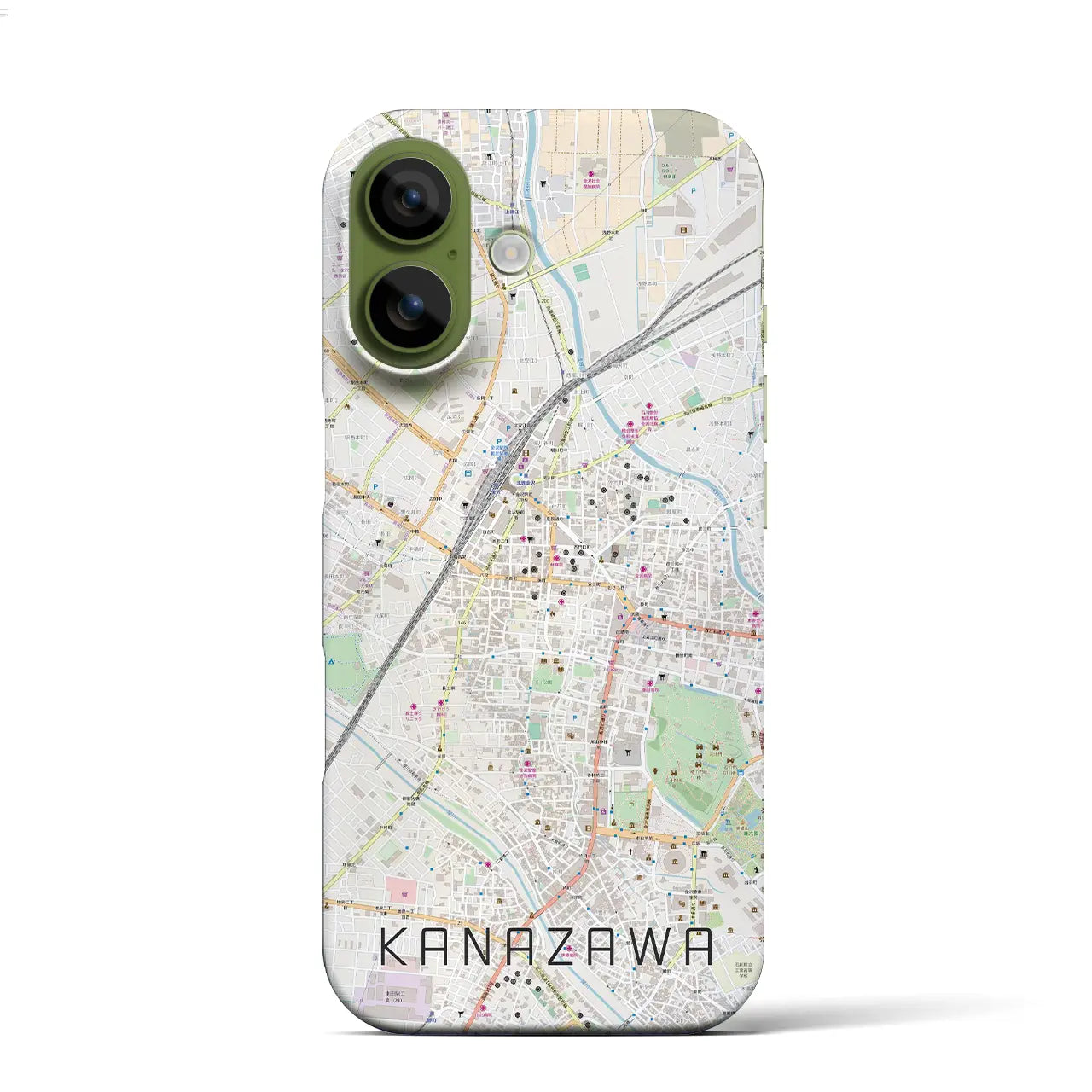 【金沢(石川県)】地図柄iPhoneケース(バックカバータイプ)ブラック・iPhone 17 Pro Max 用