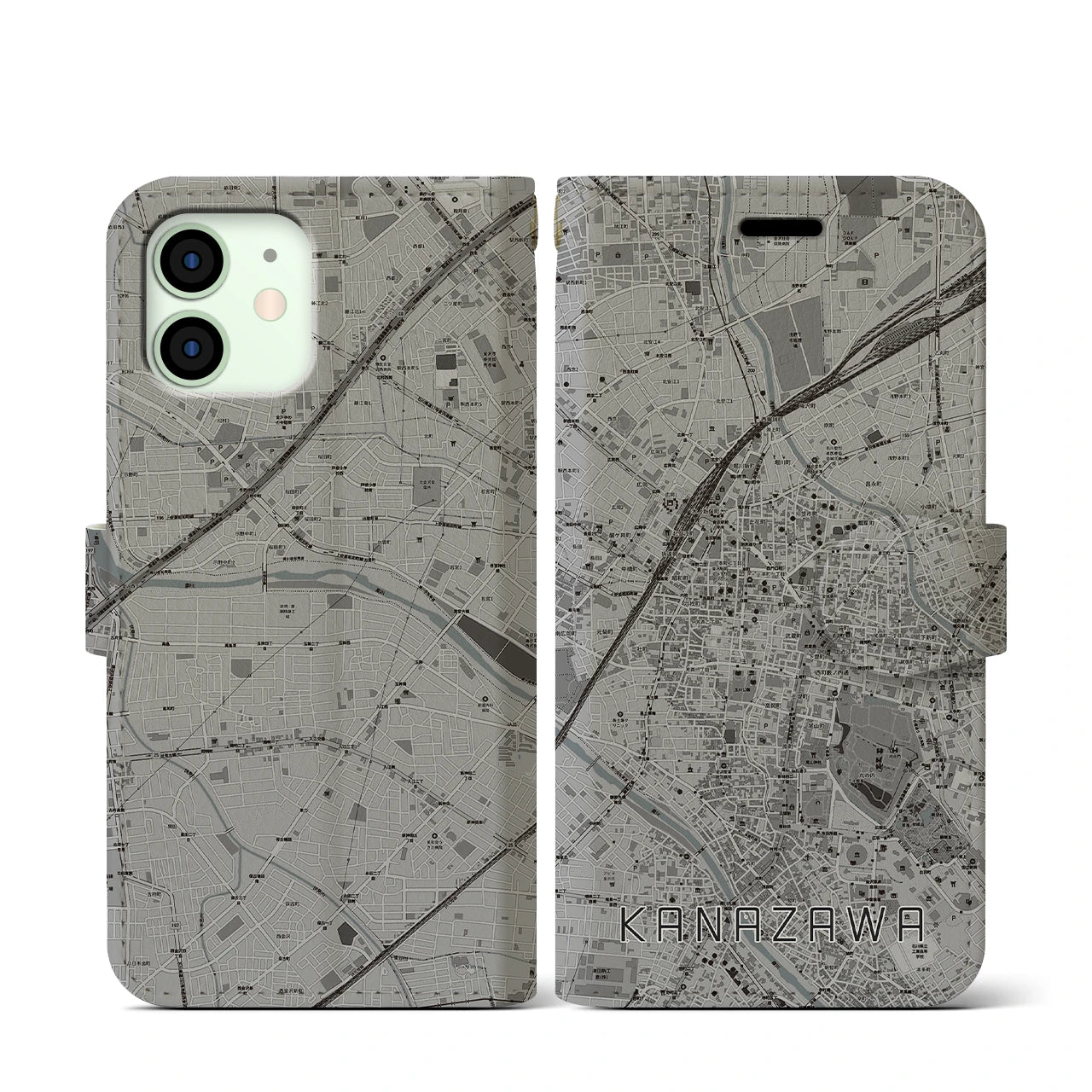 【金沢(石川県)】地図柄iPhoneケース(手帳タイプ)