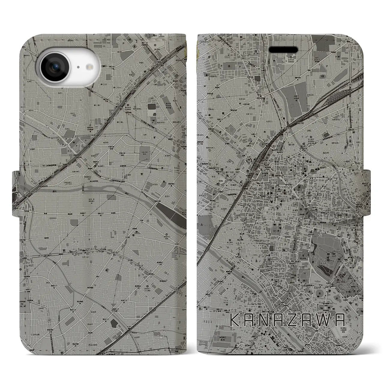 【金沢(石川県)】地図柄iPhoneケース(手帳タイプ)