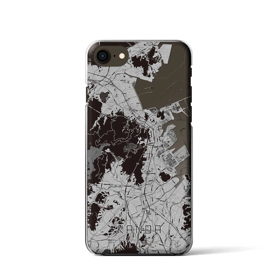 【苅田(福岡県)】地図柄iPhoneケース(クリアタイプ)モノトーン・iPhone SE(第3 / 第2世代) / 8 / 7 / 6s / 6 用