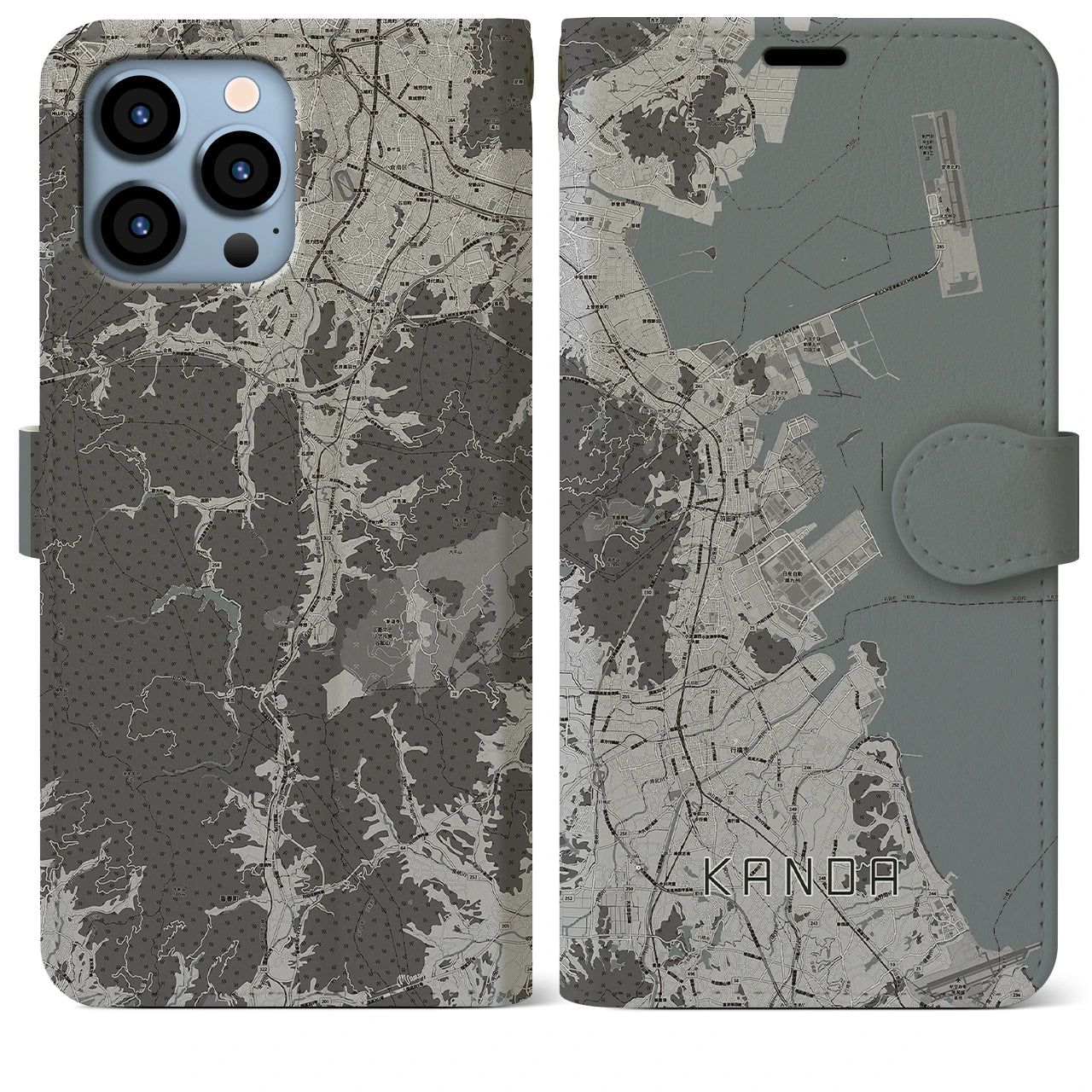 【苅田(福岡県)】地図柄iPhoneケース(手帳タイプ)