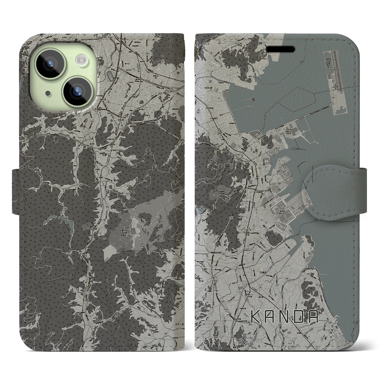 【苅田(福岡県)】地図柄iPhoneケース(手帳タイプ)