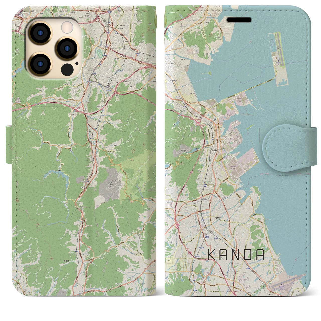 【苅田(福岡県)】地図柄iPhoneケース(手帳タイプ)ナチュラル・iPhone 12 Pro Max 用