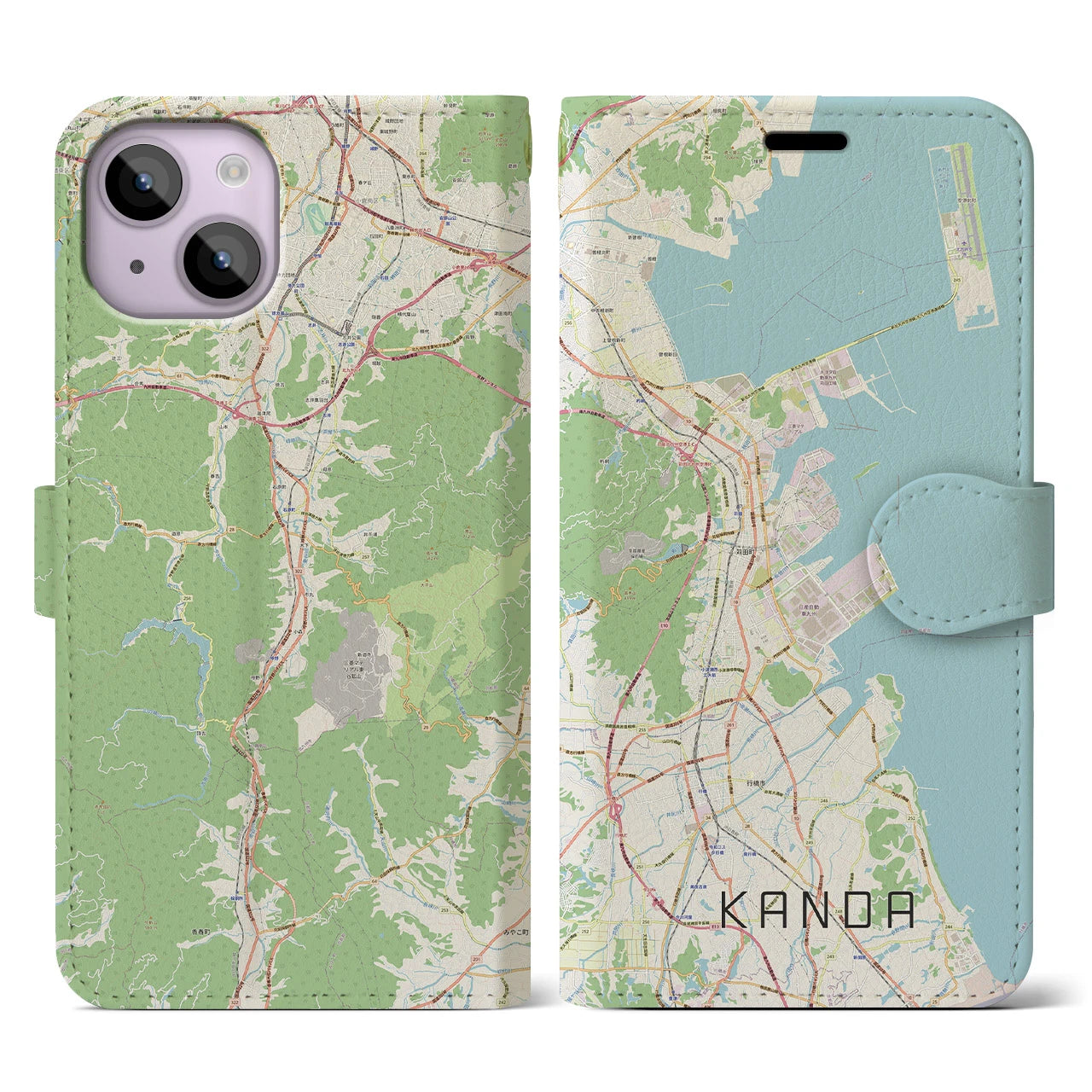 【苅田(福岡県)】地図柄iPhoneケース(手帳タイプ)