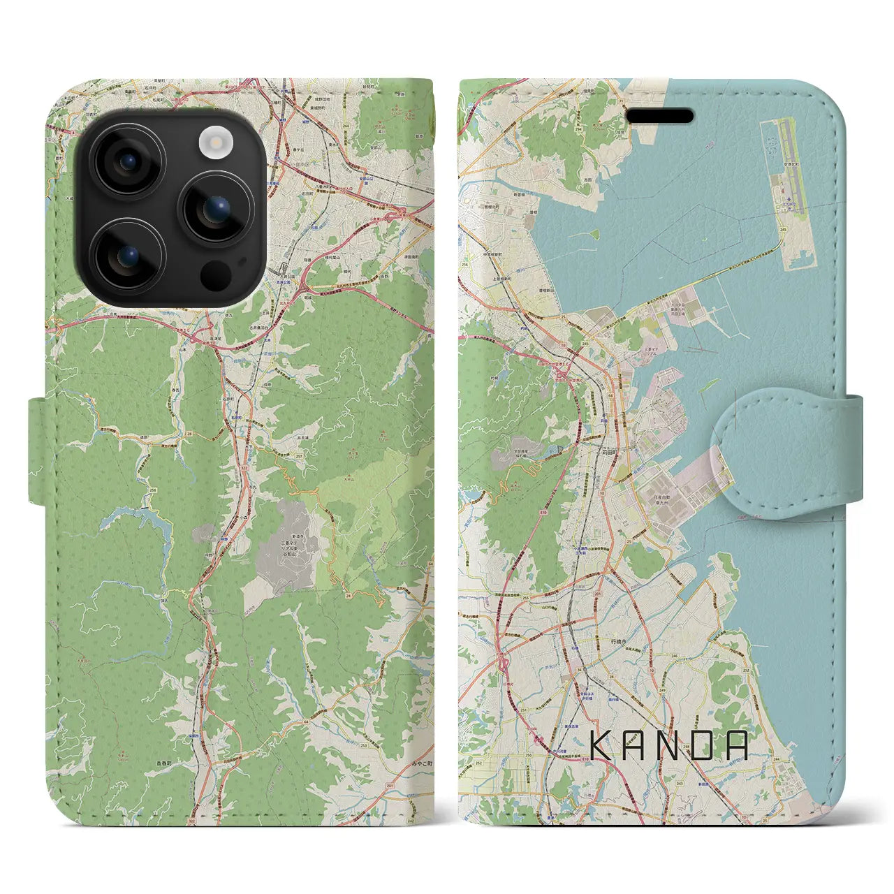 【苅田(福岡県)】地図柄iPhoneケース(手帳タイプ)ナチュラル・iPhone 16 用