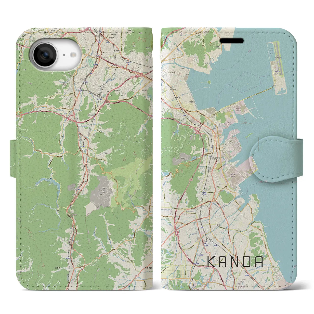 【苅田(福岡県)】地図柄iPhoneケース(手帳タイプ)