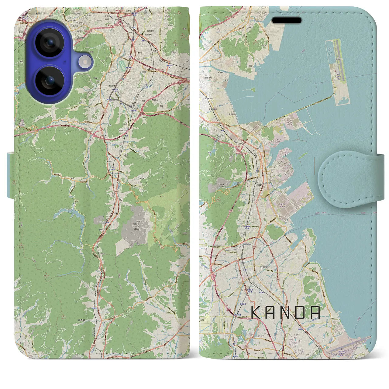 【苅田(福岡県)】地図柄iPhoneケース(手帳タイプ)