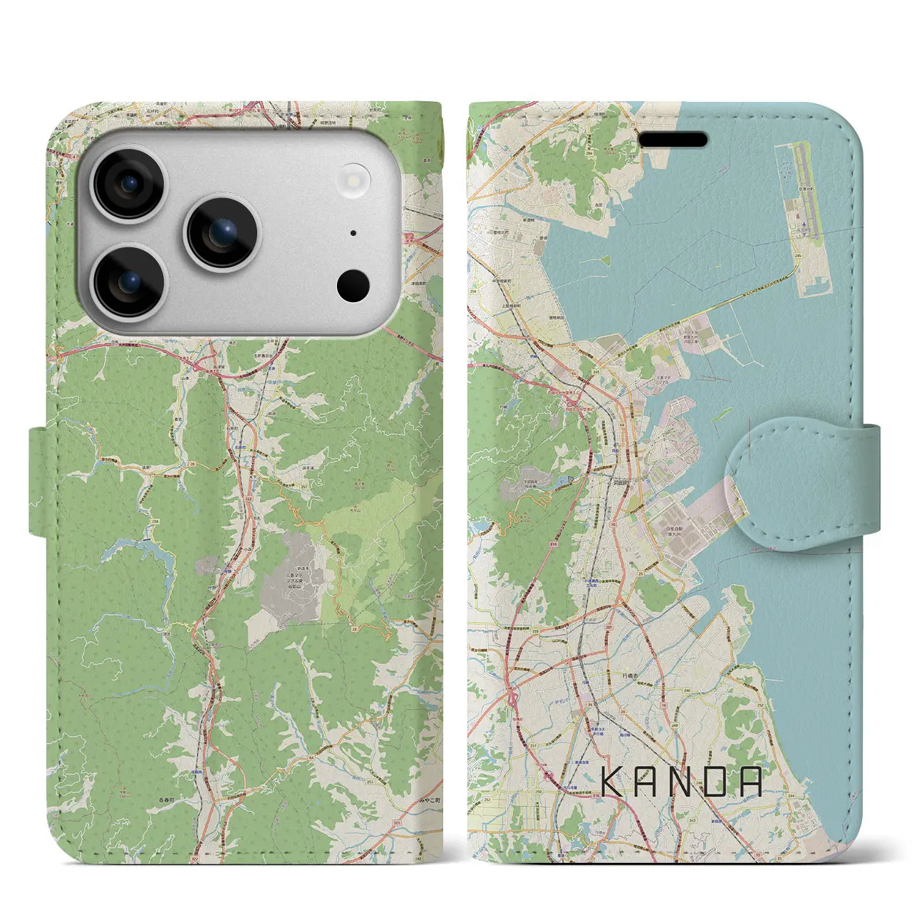 【苅田(福岡県)】地図柄iPhoneケース(手帳タイプ)