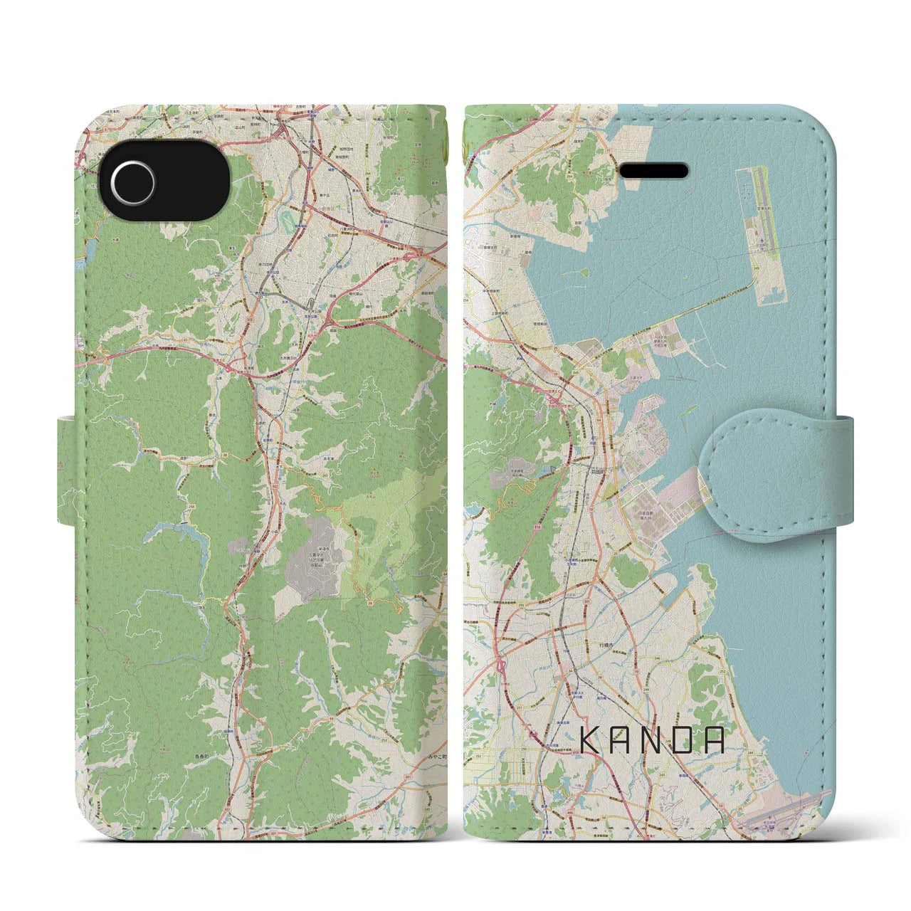 【苅田(福岡県)】地図柄iPhoneケース(手帳タイプ)ナチュラル・iPhone SE(第3 / 第2世代) / 8 / 7 / 6s / 6 用