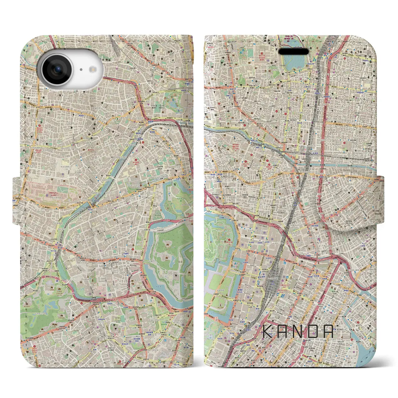 【神田(東京都)】地図柄iPhoneケース(手帳タイプ)