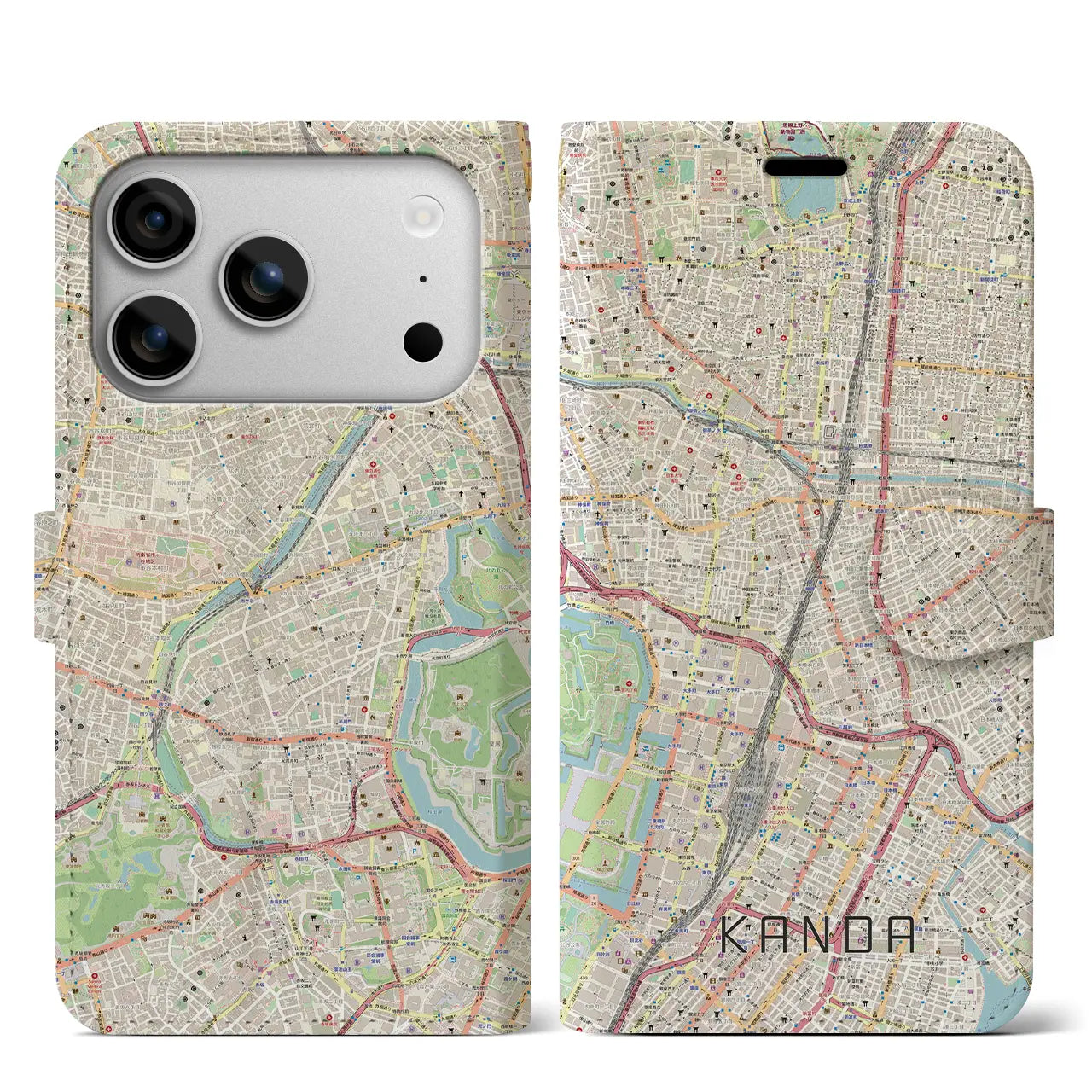 【神田(東京都)】地図柄iPhoneケース(手帳タイプ)