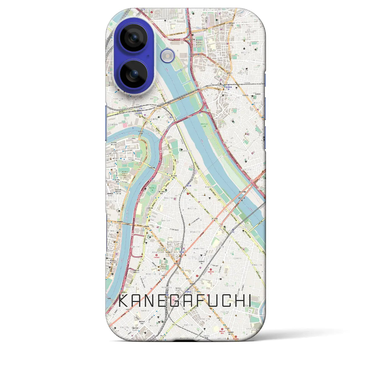 【鐘ヶ淵(東京都)】地図柄iPhoneケース(バックカバータイプ)ブラック・iPhone 16 Pro Max 用