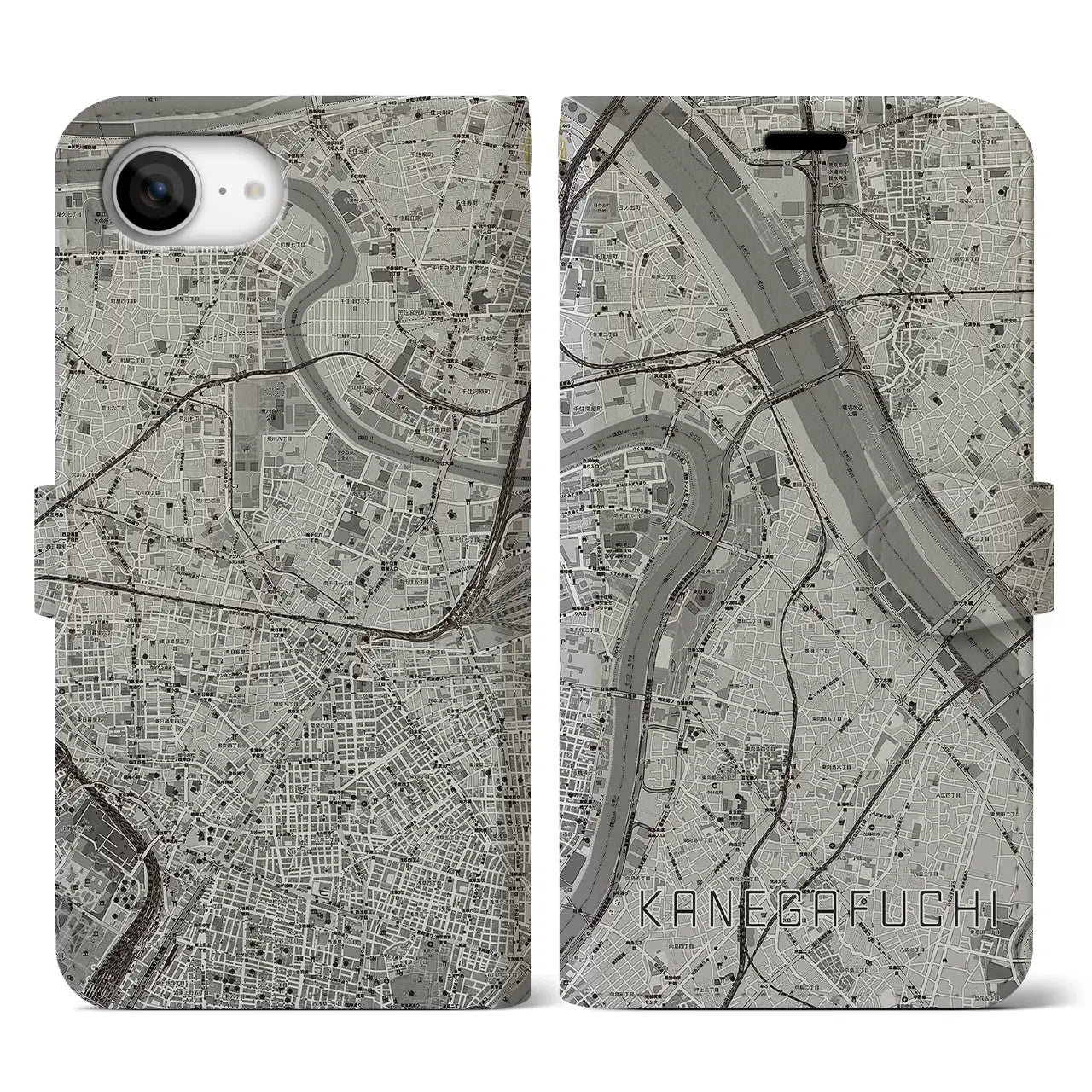 【鐘ヶ淵(東京都)】地図柄iPhoneケース(手帳タイプ)