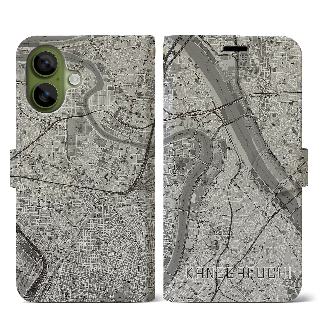 【鐘ヶ淵(東京都)】地図柄iPhoneケース(手帳タイプ)