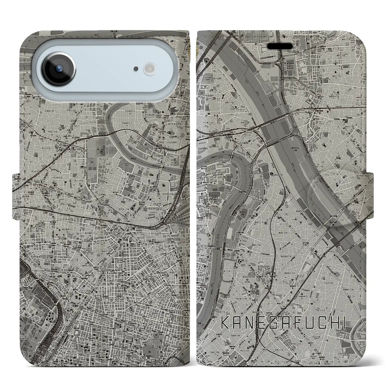 【鐘ヶ淵(東京都)】地図柄iPhoneケース(手帳タイプ)