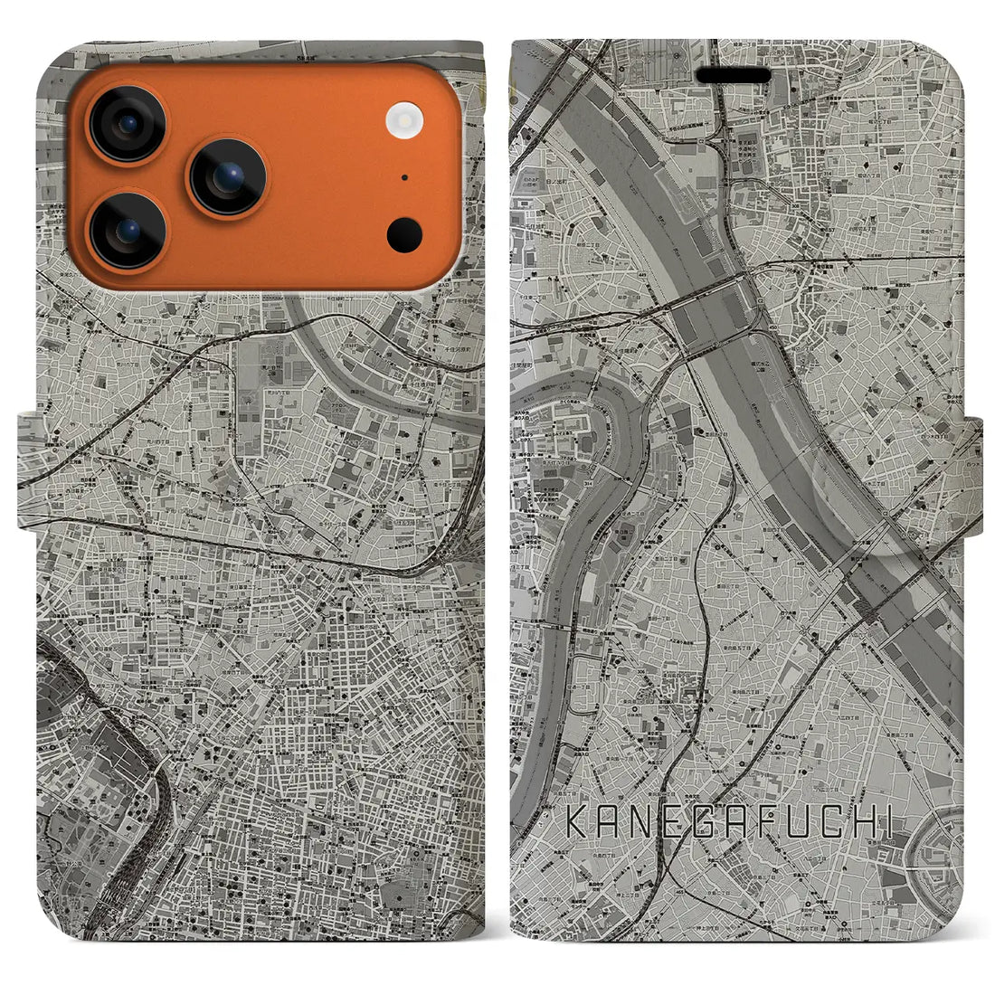 【鐘ヶ淵(東京都)】地図柄iPhoneケース(手帳タイプ)