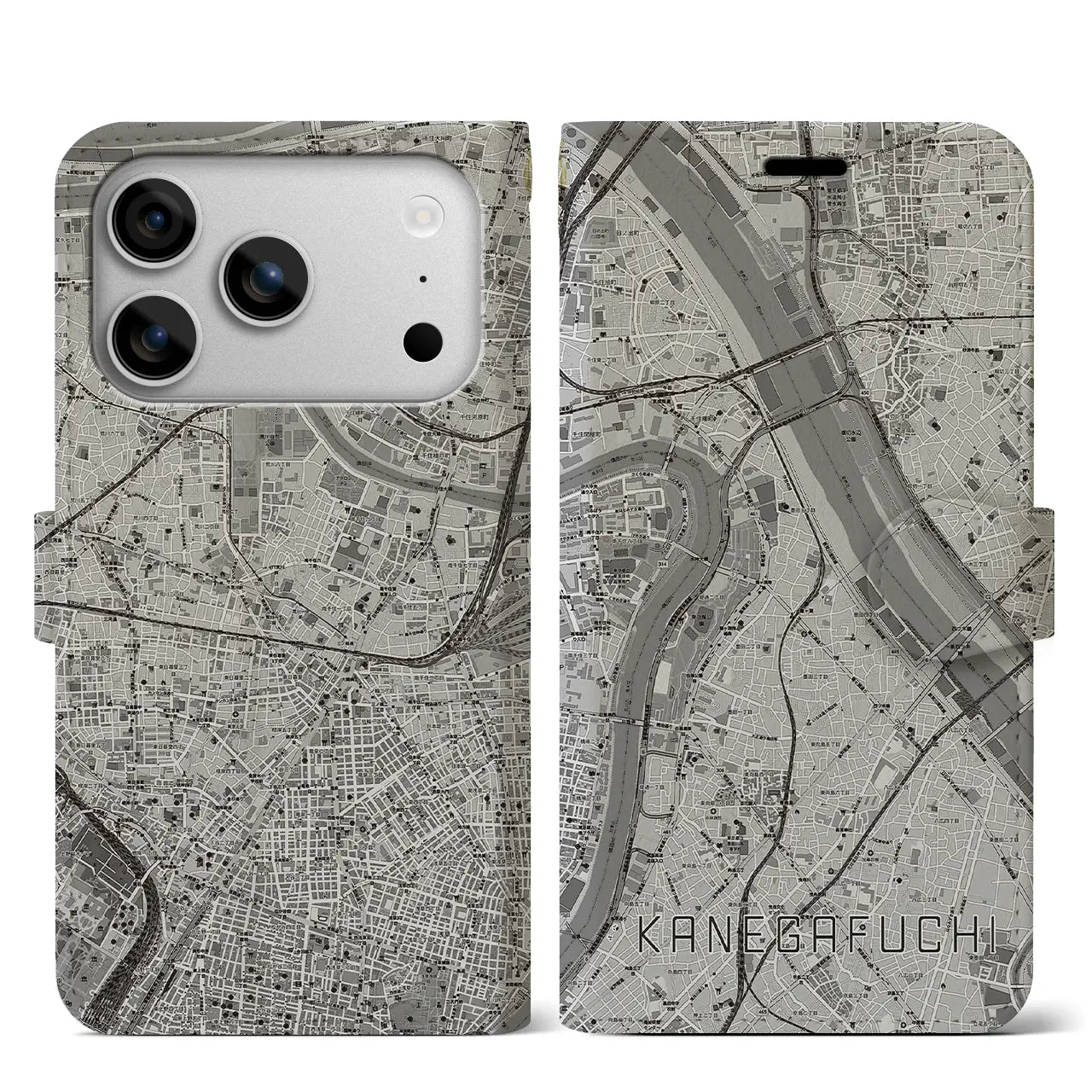 【鐘ヶ淵(東京都)】地図柄iPhoneケース(手帳タイプ)