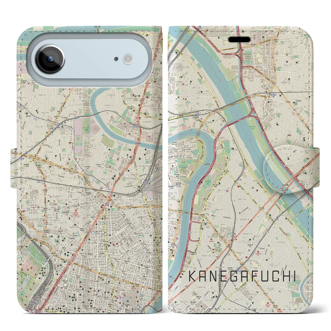 【鐘ヶ淵(東京都)】地図柄iPhoneケース(手帳タイプ)