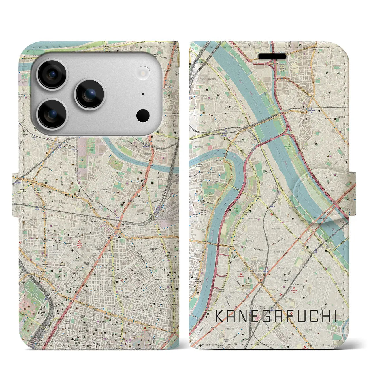 【鐘ヶ淵(東京都)】地図柄iPhoneケース(手帳タイプ)