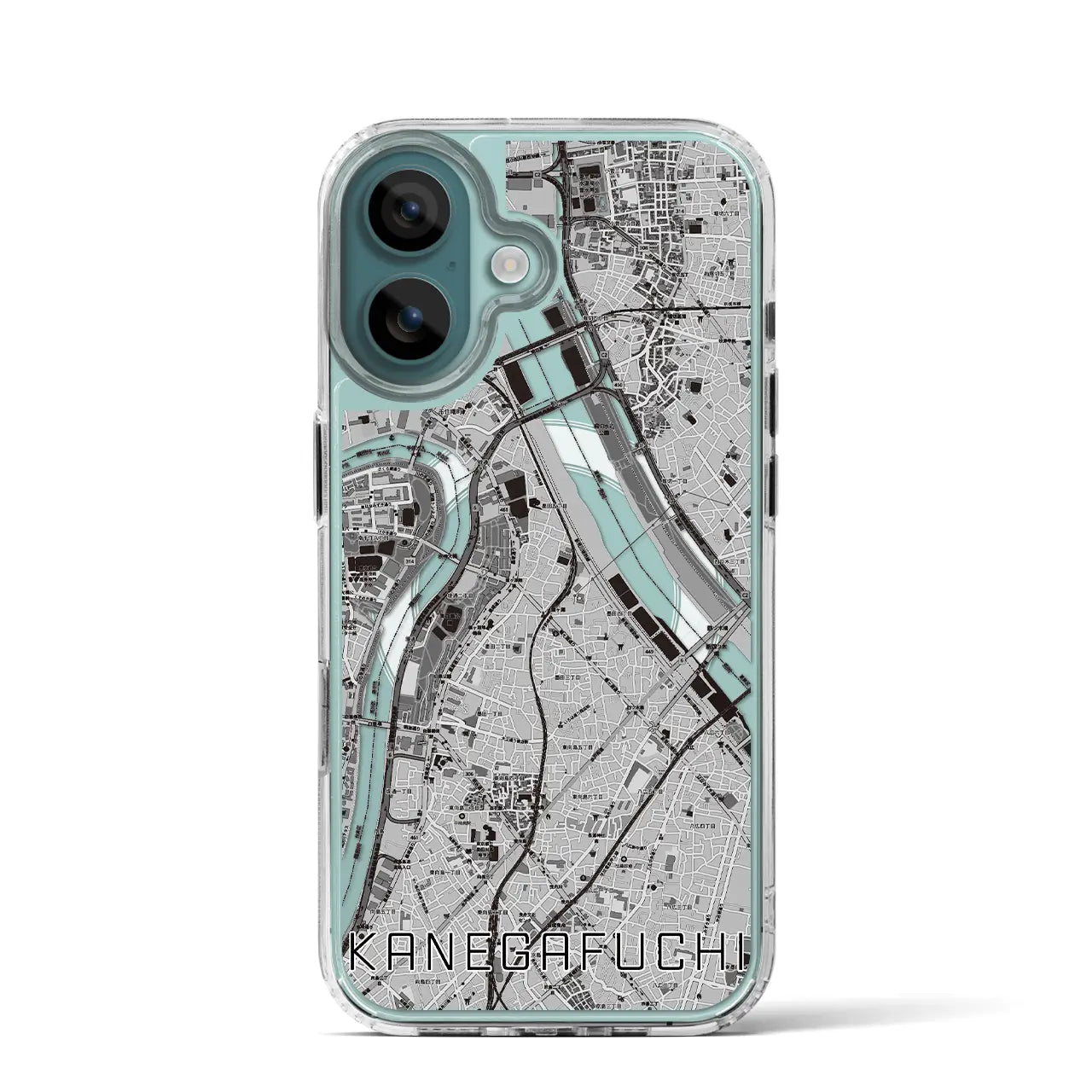 【鐘ヶ淵(東京都)】地図柄iPhoneケース(MagSafeタイプ)モノトーン・iPhone 16 Pro 用