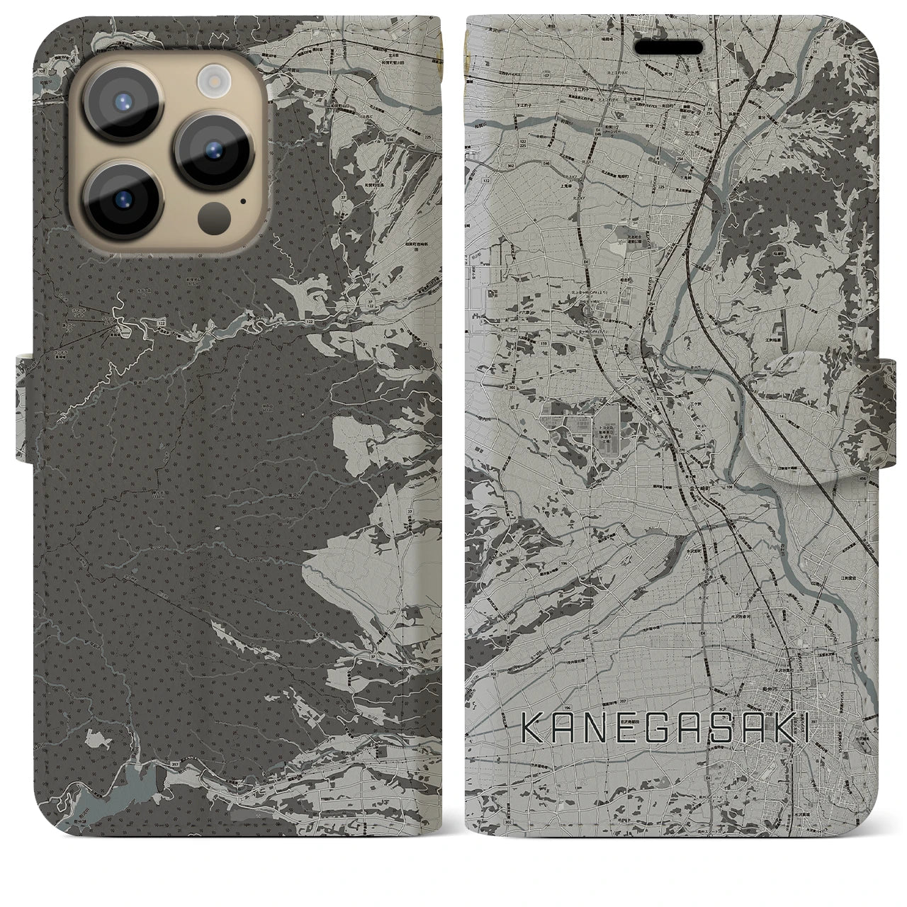 【金ケ崎(岩手県)】地図柄iPhoneケース(手帳タイプ)