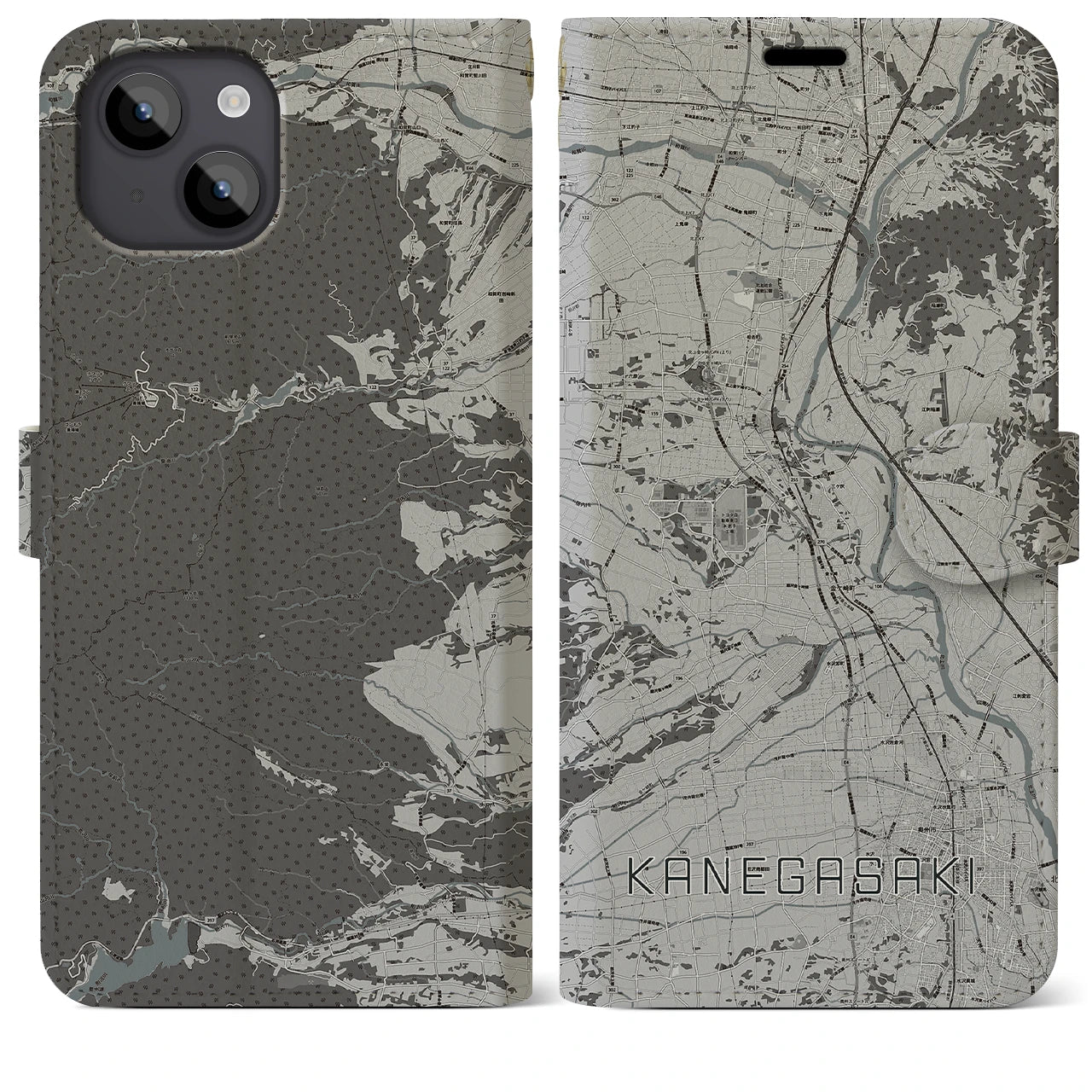 【金ケ崎(岩手県)】地図柄iPhoneケース(手帳タイプ)