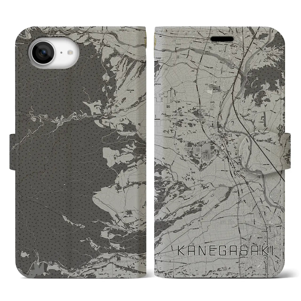 【金ケ崎(岩手県)】地図柄iPhoneケース(手帳タイプ)