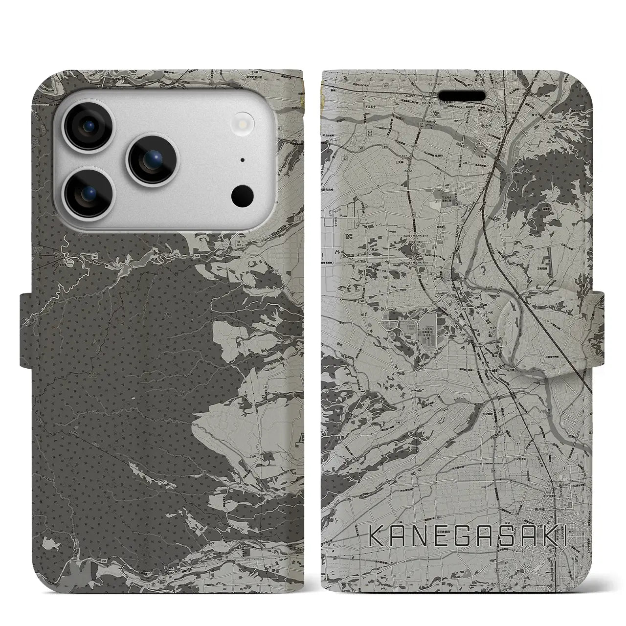 【金ケ崎(岩手県)】地図柄iPhoneケース(手帳タイプ)