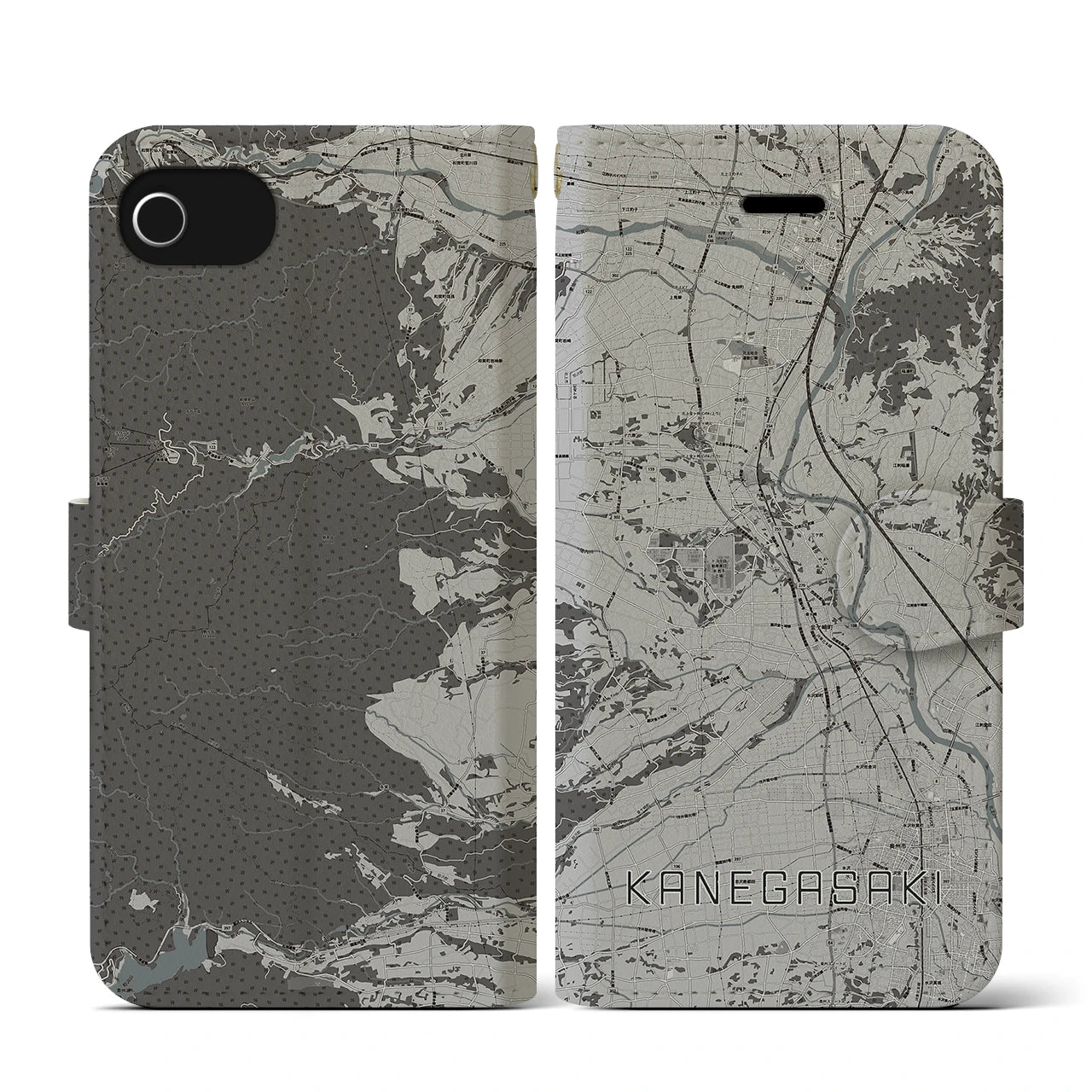 【金ケ崎(岩手県)】地図柄iPhoneケース(手帳タイプ)