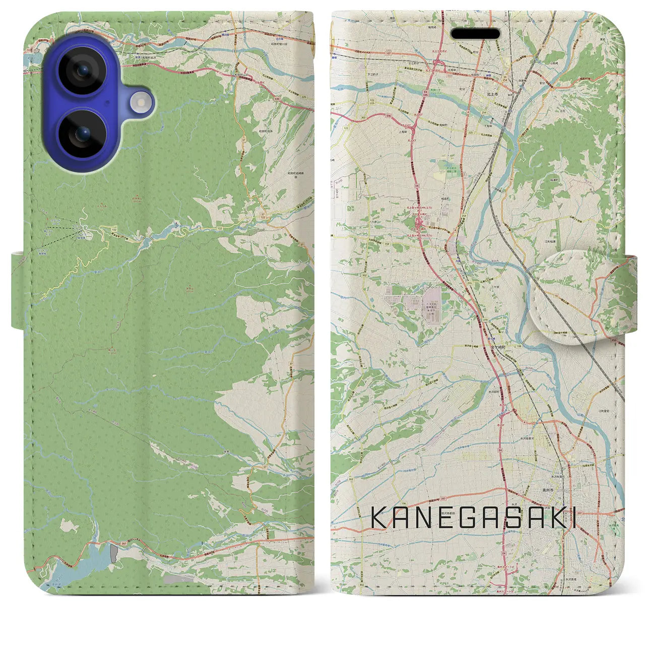 【金ケ崎(岩手県)】地図柄iPhoneケース(手帳タイプ)ナチュラル・iPhone 16 Pro Max 用