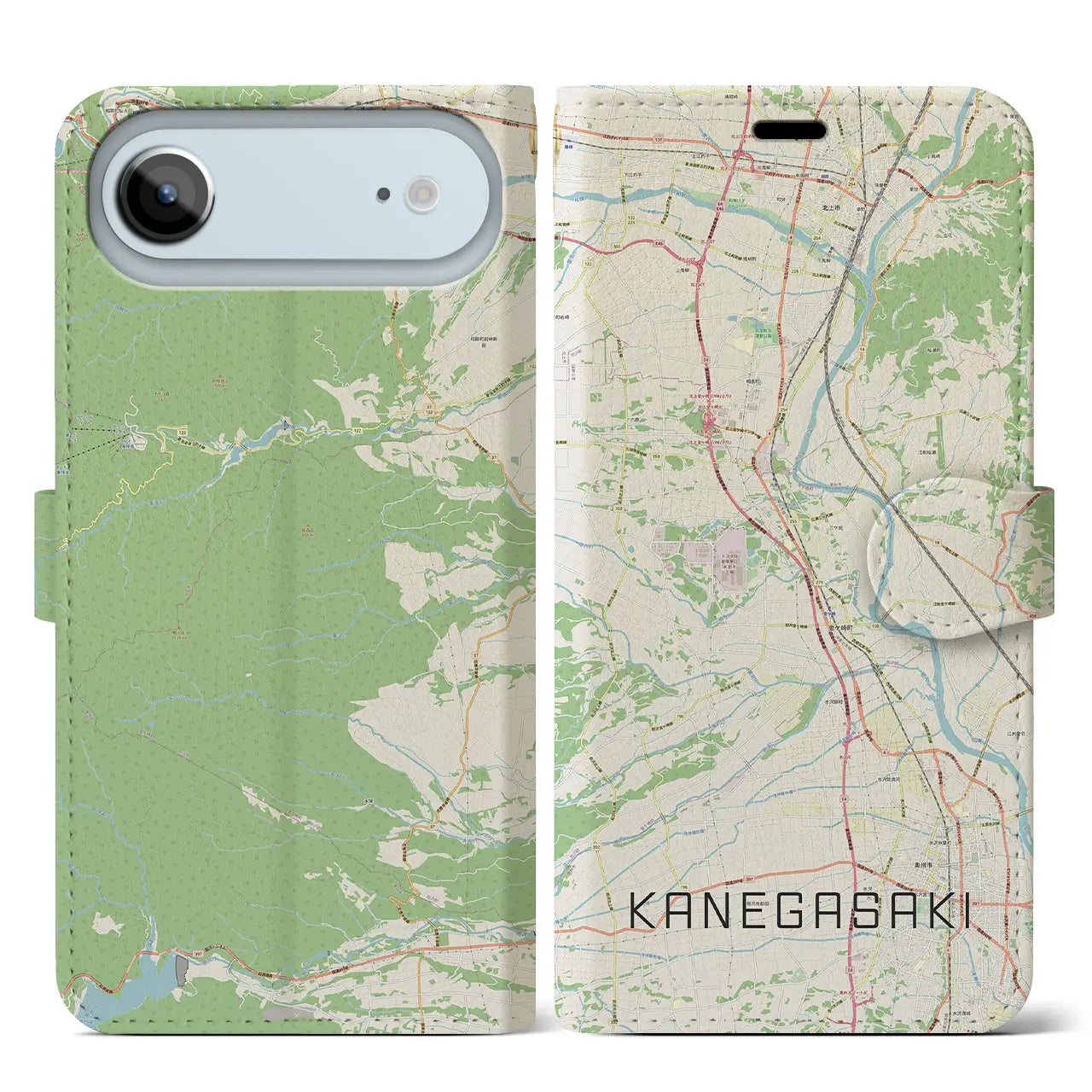 【金ケ崎(岩手県)】地図柄iPhoneケース(手帳タイプ)