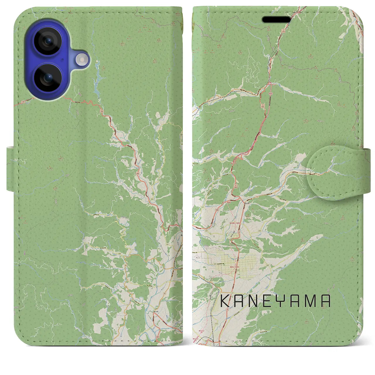 【金山(山形県)】地図柄iPhoneケース(手帳タイプ)ナチュラル・iPhone 16 Pro Max 用
