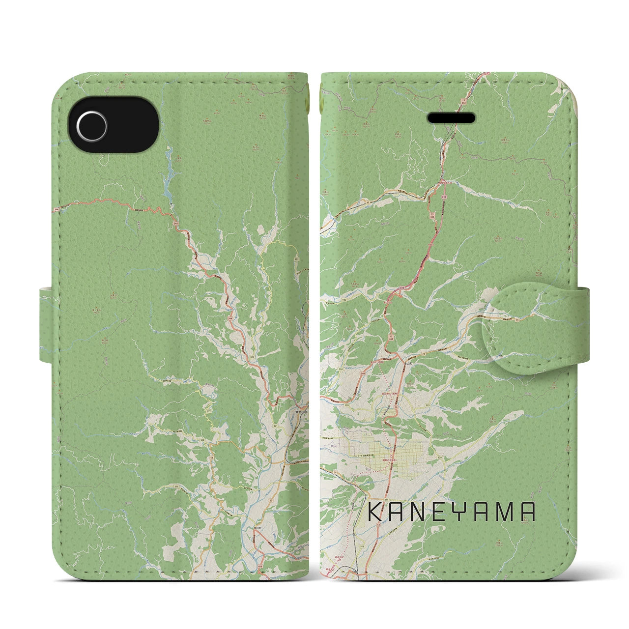 【金山(山形県)】地図柄iPhoneケース(手帳タイプ)ナチュラル・iPhone SE(第3 / 第2世代) / 8 / 7 / 6s / 6 用