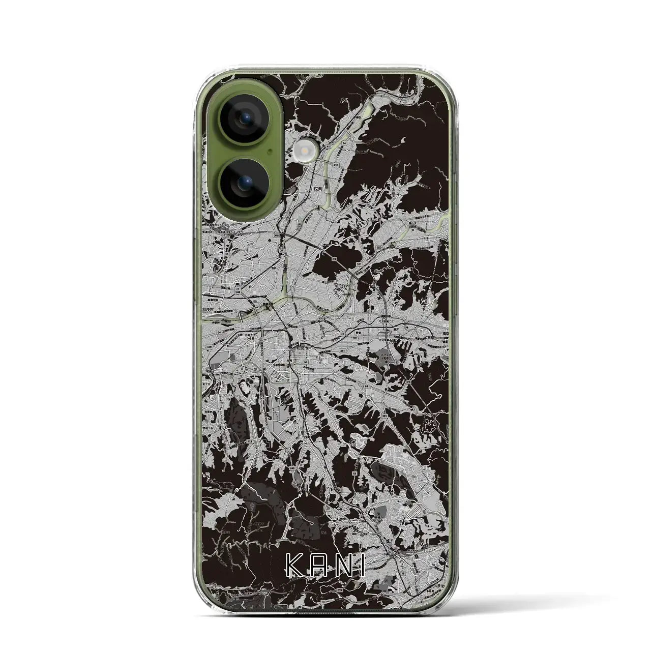 【可児(岐阜県)】地図柄iPhoneケース(クリアタイプ)モノトーン・iPhone 17 Pro Max 用