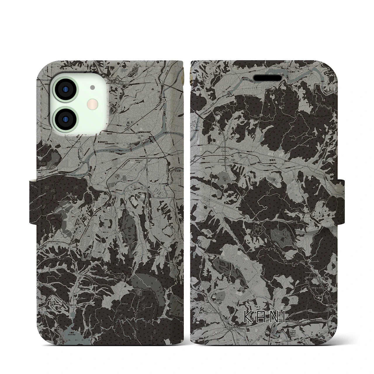 【可児(岐阜県)】地図柄iPhoneケース(手帳タイプ)