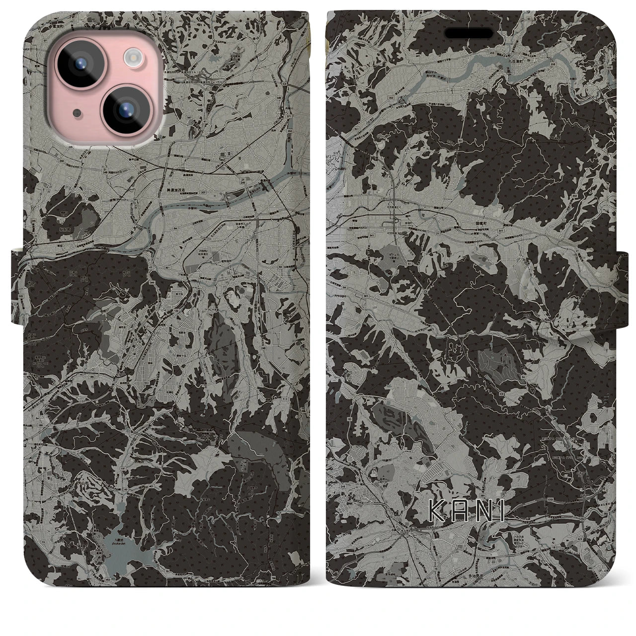 【可児(岐阜県)】地図柄iPhoneケース(手帳タイプ)