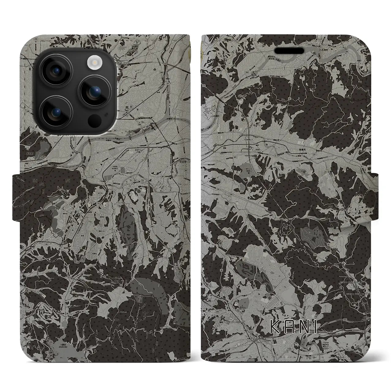 【可児(岐阜県)】地図柄iPhoneケース(手帳タイプ)