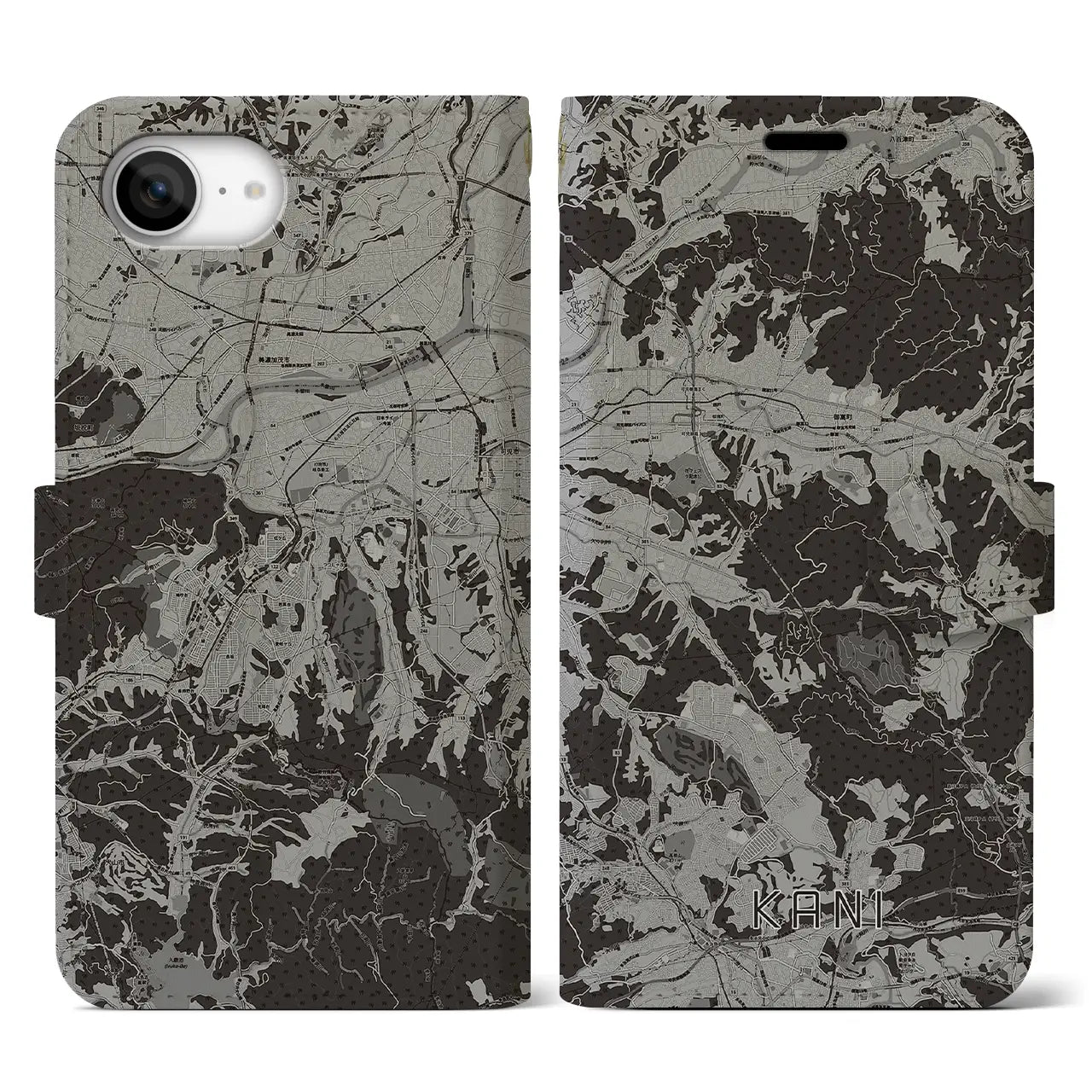 【可児(岐阜県)】地図柄iPhoneケース(手帳タイプ)