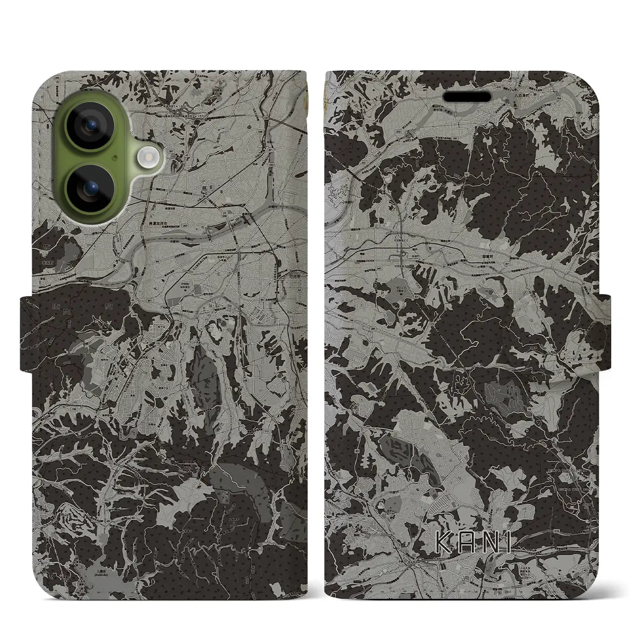 【可児(岐阜県)】地図柄iPhoneケース(手帳タイプ)