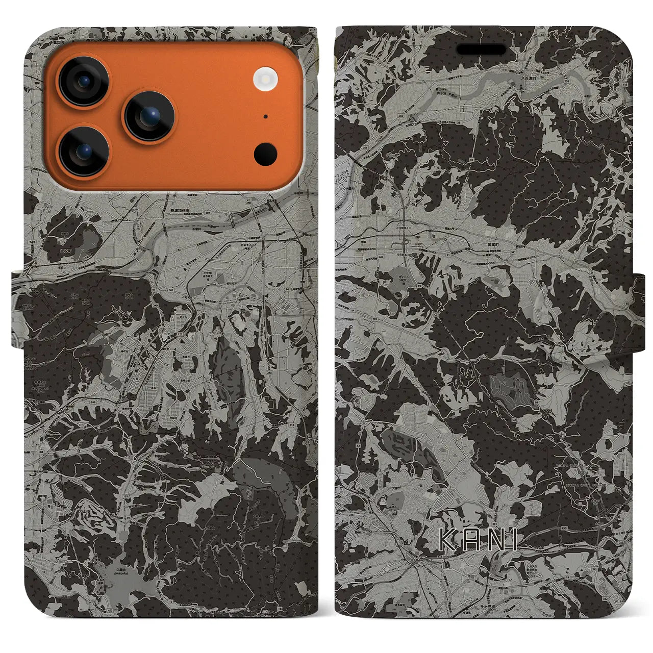 【可児(岐阜県)】地図柄iPhoneケース(手帳タイプ)