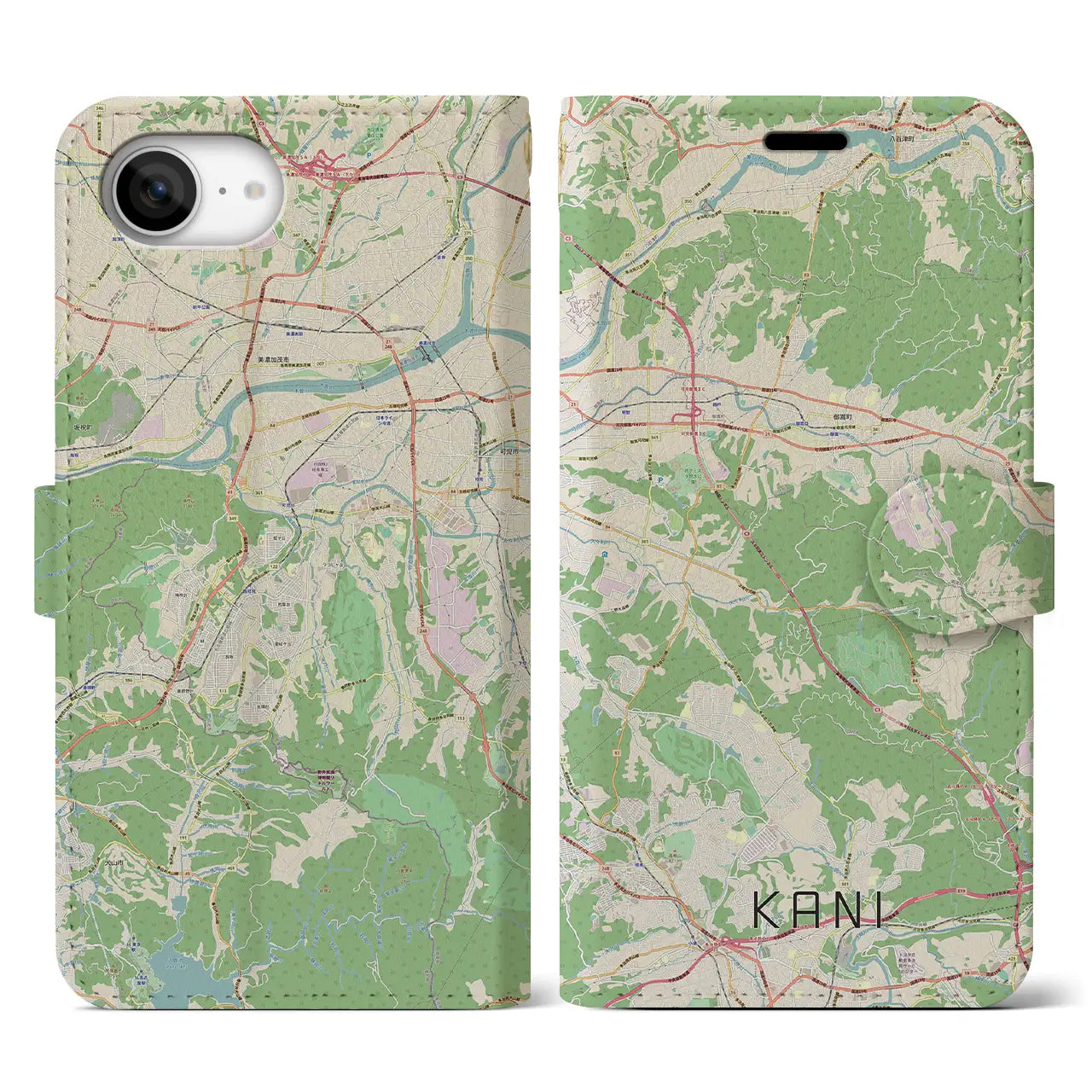 【可児(岐阜県)】地図柄iPhoneケース(手帳タイプ)