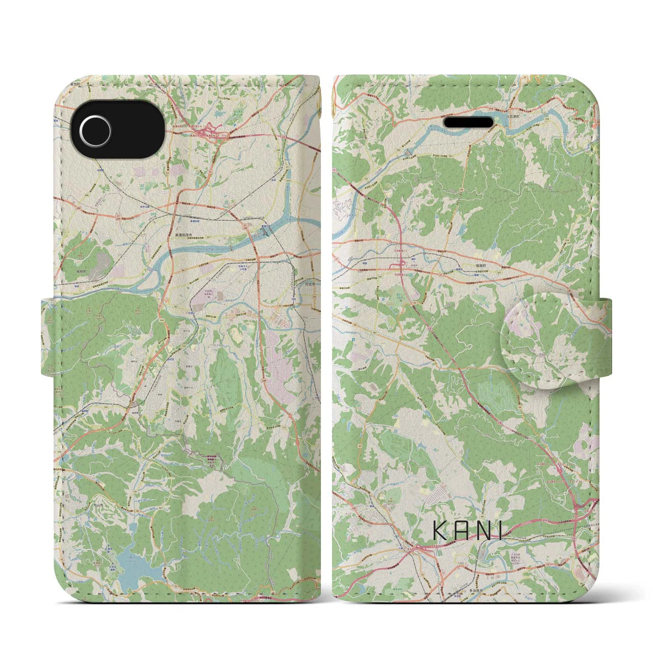 【可児(岐阜県)】地図柄iPhoneケース(手帳タイプ)